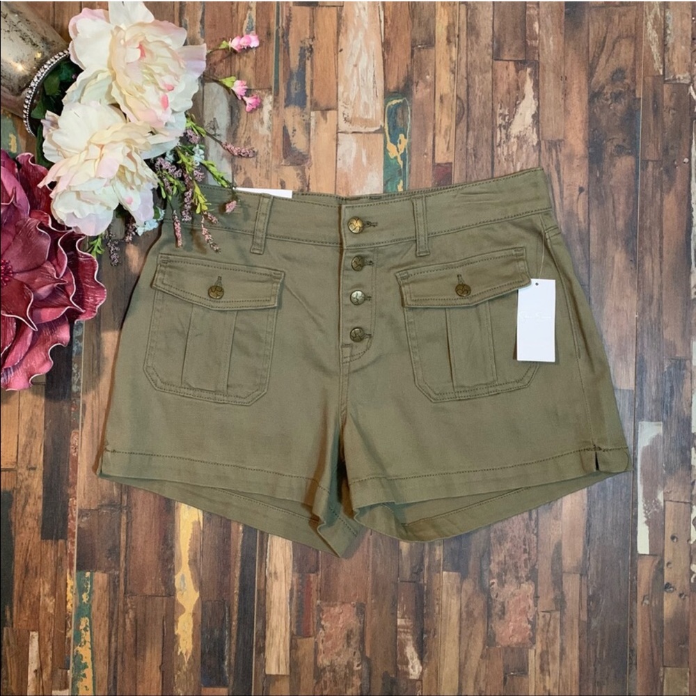 JESSICA SIMPSON | NWT Button Front Flap Pocket Twill Shorts | 29
